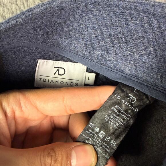 7 Diamonds Restoration 1/4 Zip Performance Sweater Mens Large Blue Quilted - Picture 4 of 9